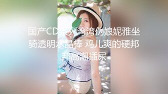 国产CD系列湾湾伪娘妮雅坐骑透明水晶棒 鸡儿爽的硬邦邦高潮插尿